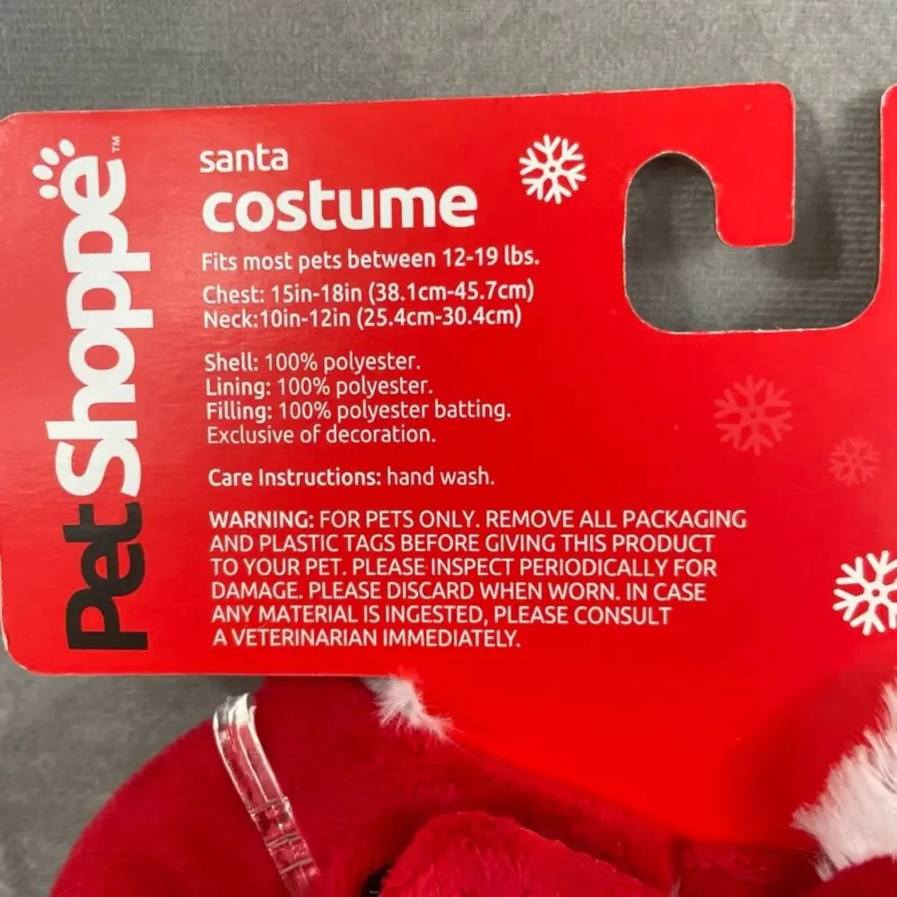 Pet Shoppe Santa outfit puppy dog XS small hooded fits 12-19 Lbs new Christmas